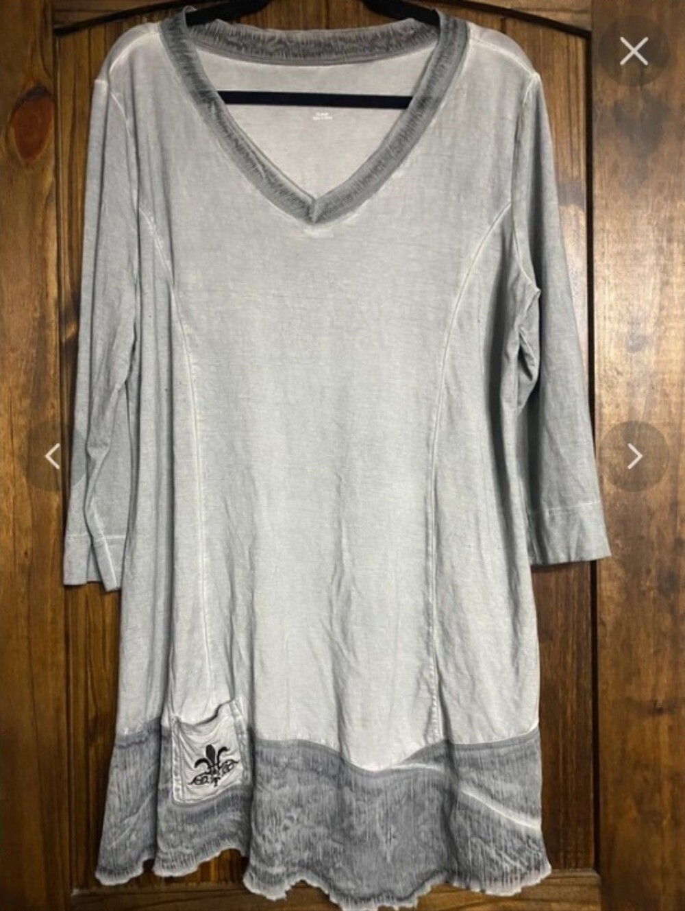 Soft Surroundings Sz XL Heather Gray V-Neck Sleep/Lounge Gown with Textured Hem